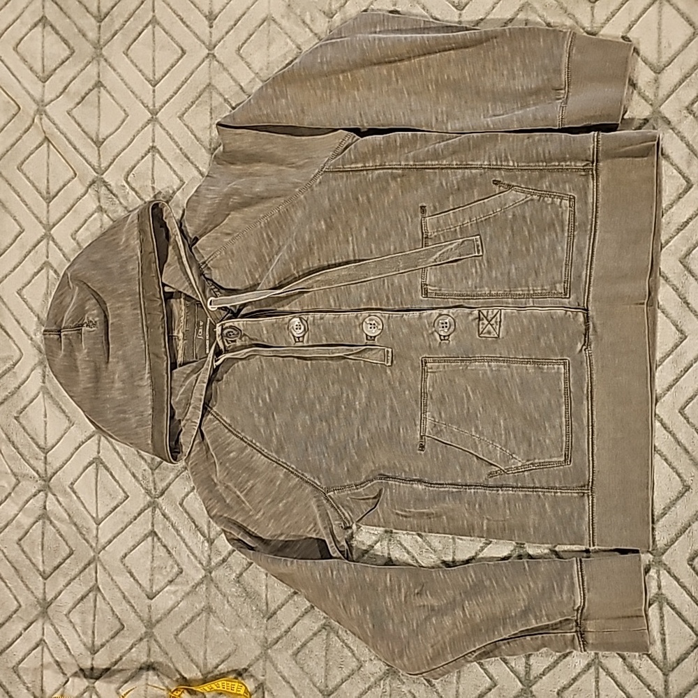 JCrew Grey Henley Hoodie Sz L